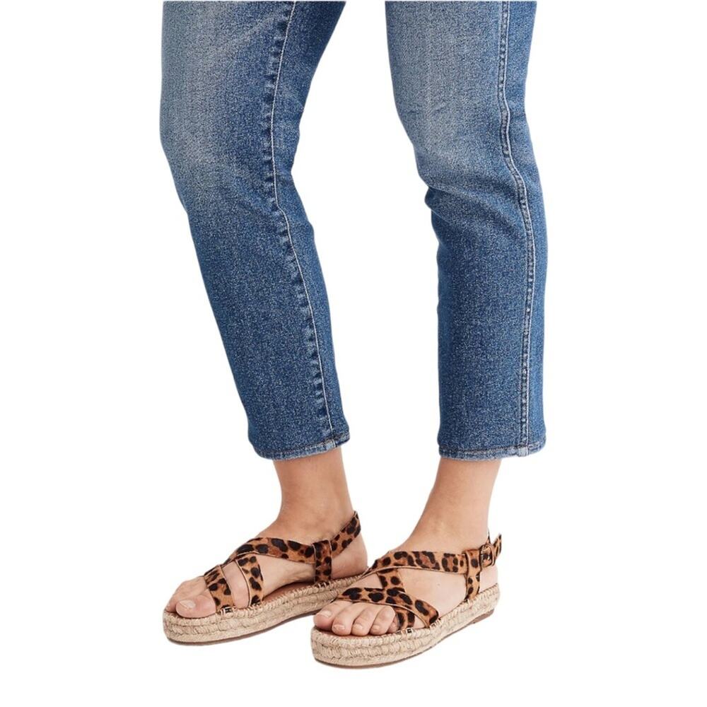 Madewell The Malia Leather Leopard Calf Hair Platform Espadrilles Size 9